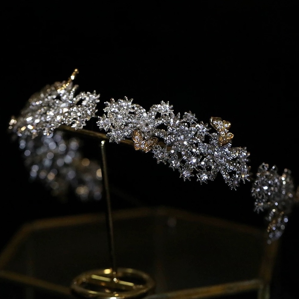 Gold&silver crystal diamond tiara headband bridal wedding prom fancy luxury
